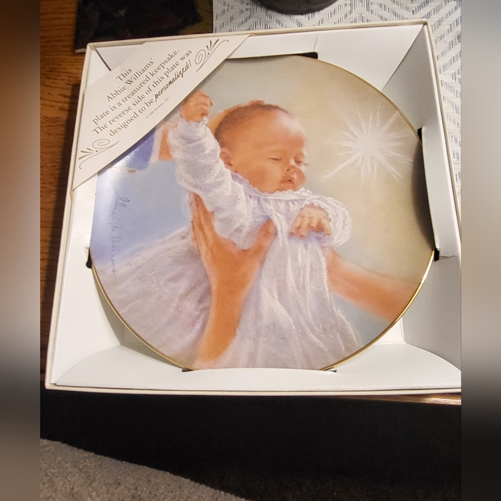 Abbie Williams "The Christening" Decorative Plate with Baby and Star Design